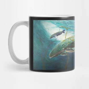 Whale Song, Whale Mother and Calf, Underwater Painting Mug